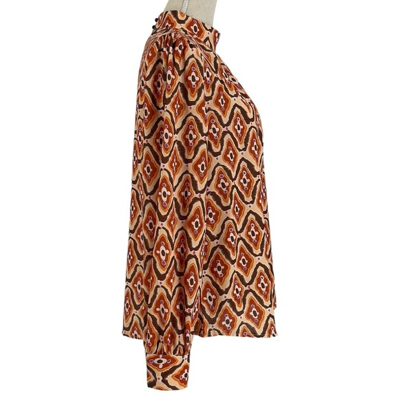 Shein Womens Mock Neck Retro Pleated Blouse Dressy Long Puff Sleeve Size Large - Picture 4 of 12